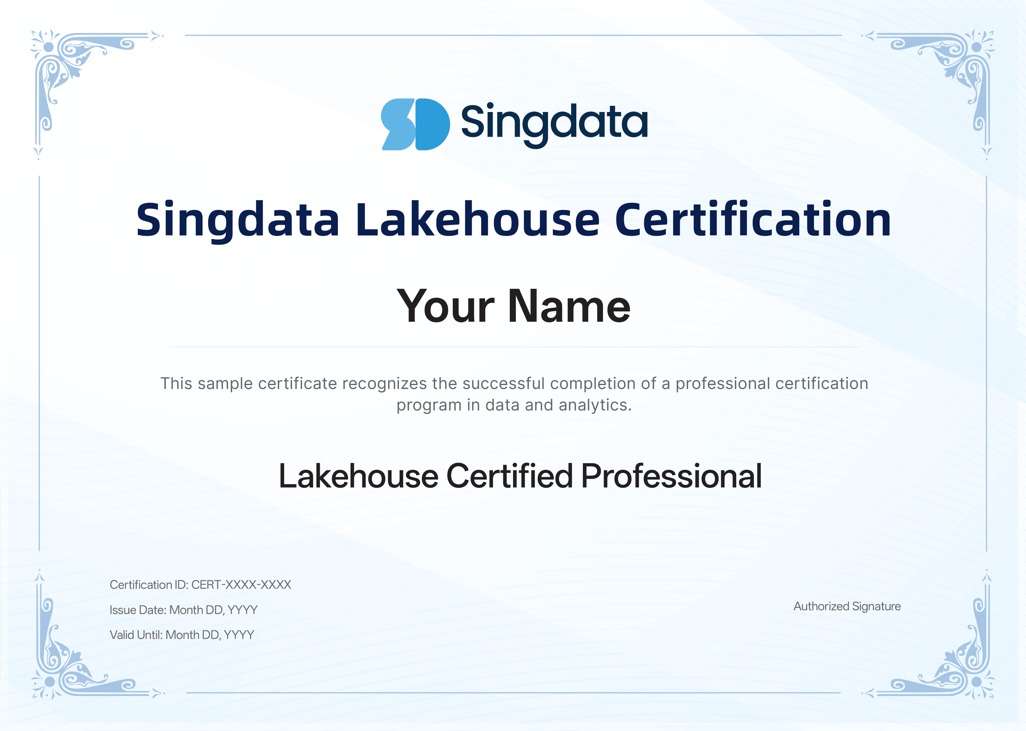 Singdata Lakehouse Certification certificate