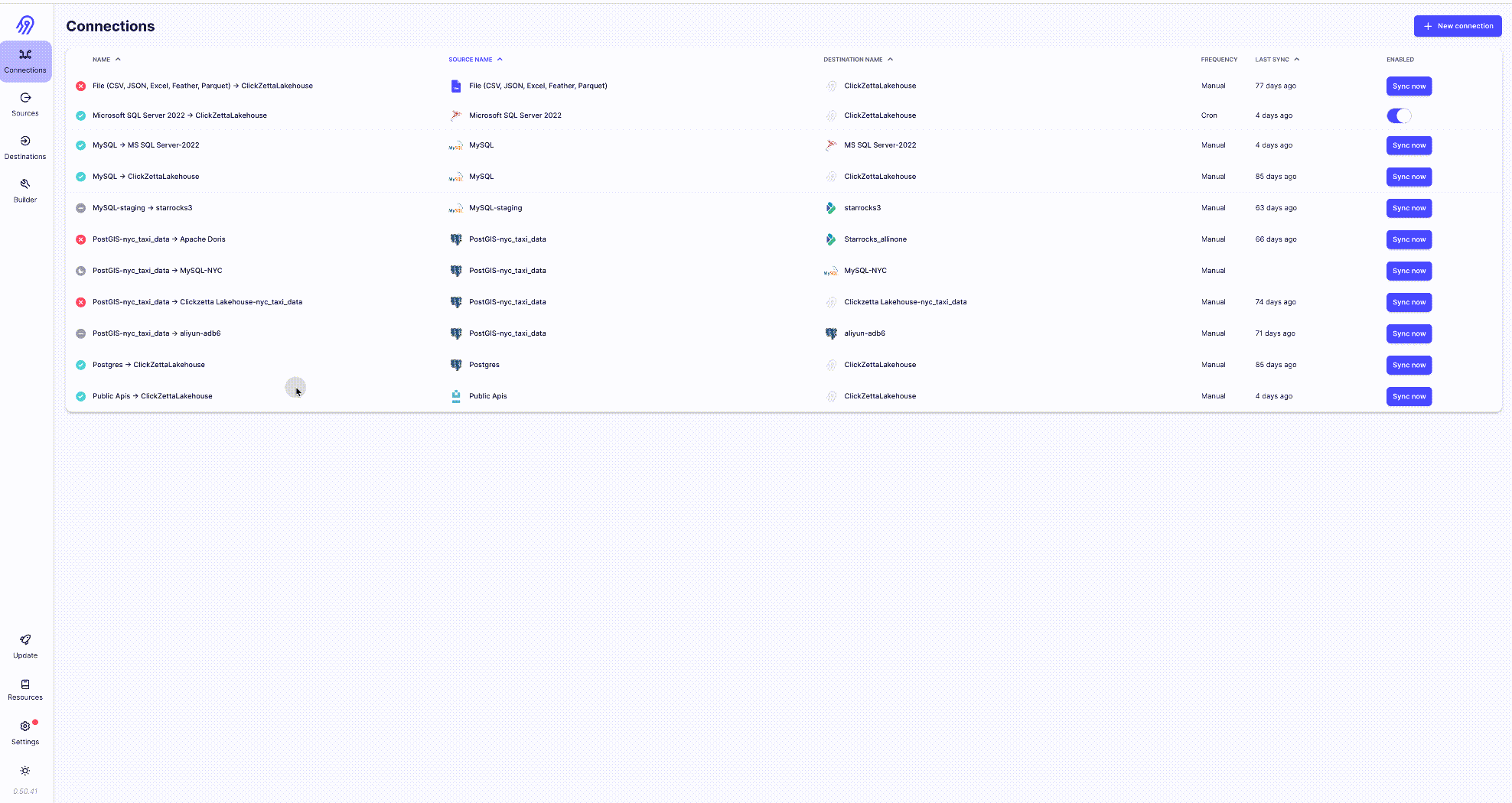 Create Data Sync Connection